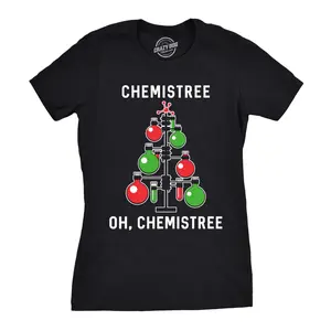 Womens Chemistree T shirt Funny Sarcastic Teacher Christmas Tee Nerdy Graphic Funny Womens T Shirts Cute Vintage Fashion Casual Ladies T-Shirt Gift Christmas Tops for Women Funny Nerd Top Women's Novelty Tees Black