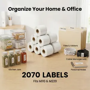 9 Rolls Mega Pack Thermal Label Paper 1.58x1.18 Inch 2070 Labels Total Compatible with Phomemo M110 M220 Printer Waterproof Self Adhesive Stickers for Barcode Price Tags Logo Design Small Business Supplies