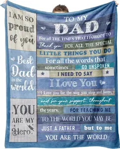 Dad Gifts from Daughter Son, Flannel Blanket Dad Gifts, Personalized Dad Birthday Gifts, Blanket for Dad(157x132 cm)