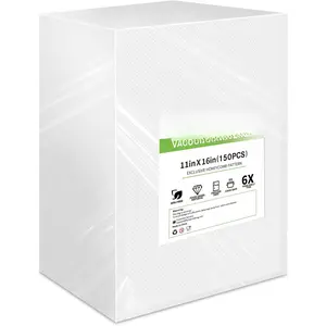 150 Gallon Vacuum Sealer Bags for  (11" x 16"),Heavy Duty Pre-Cut  Vacuum Seal Storage Bags,Commercial Grade Embossed Sous Vide bags for  Storage,Meal Prep,Microwave,