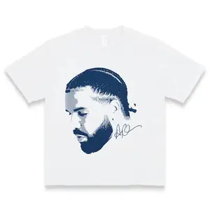 Drake Face Graphic Tee 100 Percent Cotton Vintage Hip Hop Rap Streetwear Shirt Unisex Crew Neck Regular Fit Y2K Casual Top Bold Retro Apparel Comfortable Short Sleeve Golf Gift For Men Women