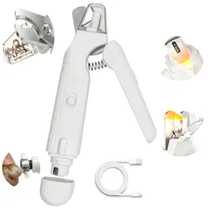 1pc 2-in-1 Dog Nail Grinder & Dog Nail Clippers Trimmers for Large Medium Small Dogs Cats Pets Claw Trimmer Paw Trimmer with LED Lights (White,Pink,Green)