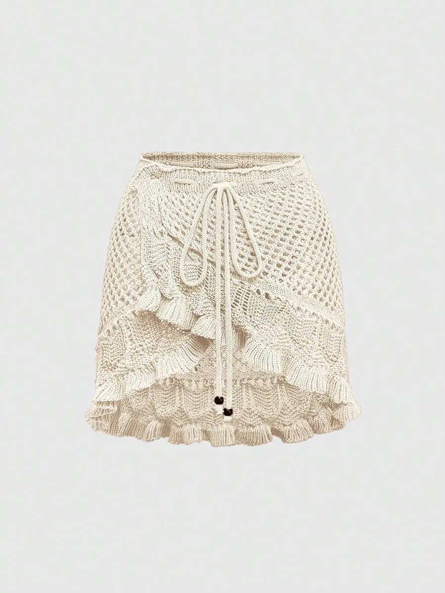 TNK x Women's Summer Beach Casual Vacation Hollow Out Knit Skirt