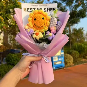 Handcrafted Sunflower Knitted Bouquet Aesthetic Room Decor Ideal Birthday Mom Gift