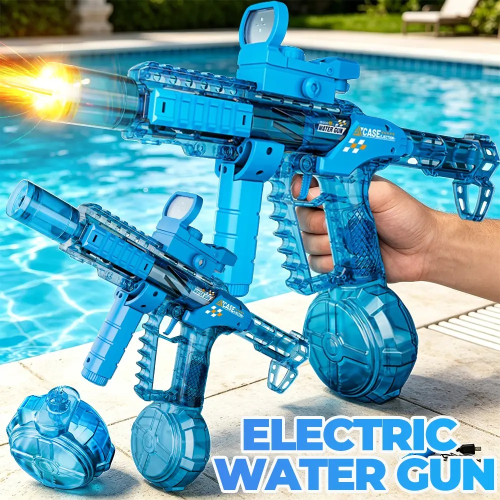 Summer Pool Party Automatic Water Gun, Flame Effect Transparent Model, Fun Water Fight Stress Relief Toy, Educational Interactive Game