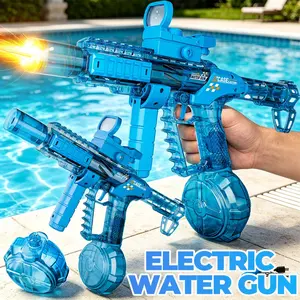 Summer Pool Party Automatic Water Gun, Flame Effect Transparent Model, Fun Water Fight Stress Relief Toy, Educational Interactive Game
