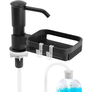 Soap Dispenser for Kitchen Sink,Brushed Nickel Countertop Kitchen Soap Dispenser Pump,"  Extension Tube Connect to The Soap Bottle Directly,Say Goodbye(Color:Black)