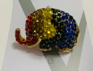 Rainbow Rhinestone Elephant Ring