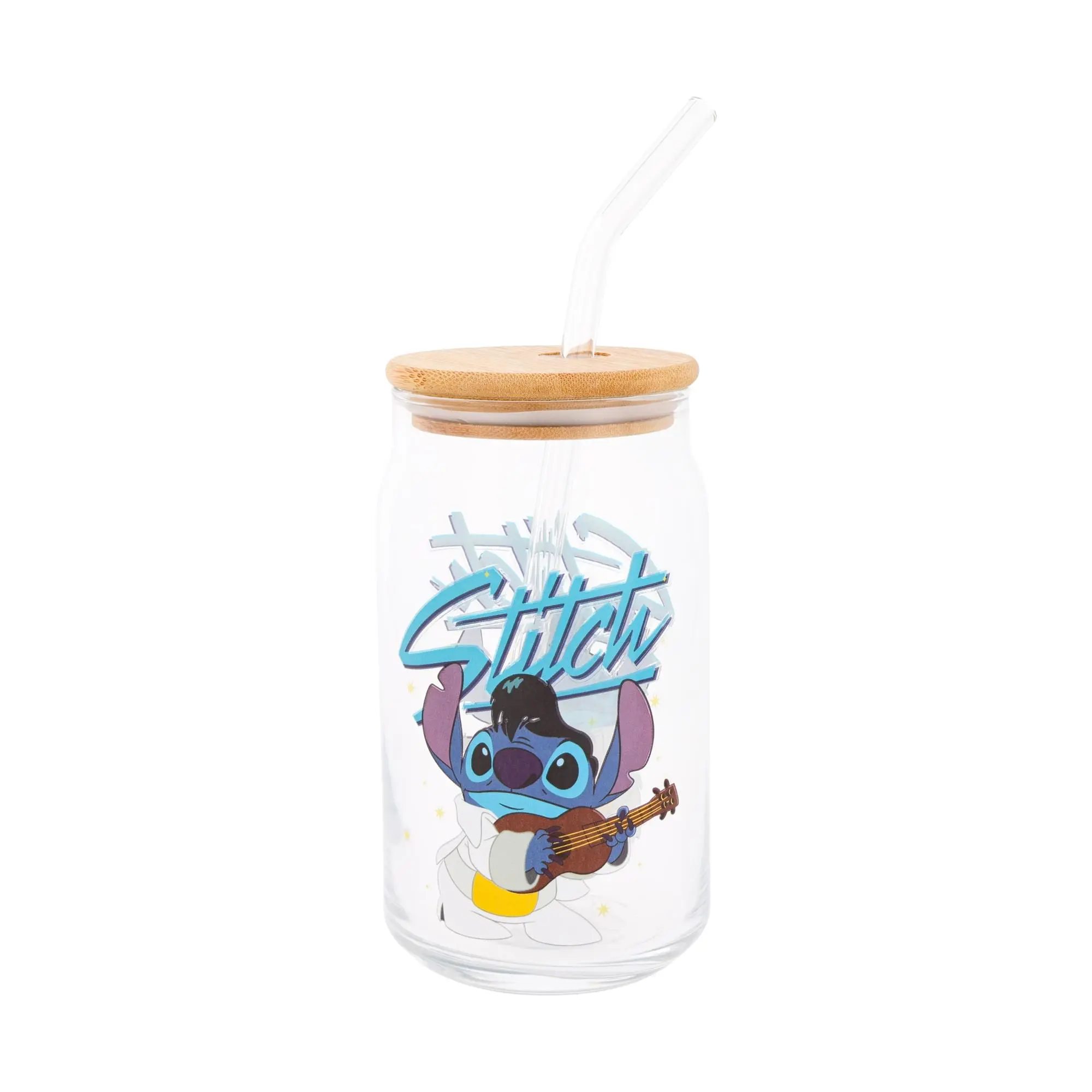Disney Lilo & Stitch Elvis Stitch 16-Ounce Glass Tumbler With Lid and Straw Disney Lilo & Stitch Elvis Stitch 16-Ounce Glass Tumbler With Lid and Straw