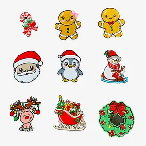 9Pcs Christmas Iron on Patches Winter Xmas Embroidered Sew Applique Repair Patch for Clothes, Backpacks, Hats Santa Claus Snowman Snowflake Elk Christmas Tree Gingerbread Man Designs Iron on Patch