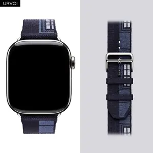 URVOI Faubourg Party Single Tour Band for Apple Watch Series 11 10 9 8 7 6 5 4 SE 3 Bleu Nuit durable jacquard knit strap for iWatch Fall 2025 new design Smart Watch Accessories