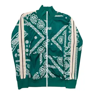 Palm Angels Classic Track Jacket Bandana Print Green White Multi