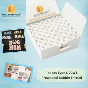 144pcs Prewound Bobbin Thread Plastic Side for Commercial & Home Embroidery and Sewing Machines - 90 Weight Cottonized Soft Feel Polyester Sewing Thread DIY Sewing for Beginners Tips New brothread Sewing Embroidery Machine Easy for Beginners