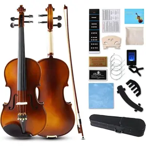 Violin 1/2 Set,Beginner Violin for ,Students,1/2 Violin with spruce,maple,pure ebony accessories.Violin with 10 count for Beginner  ages 5-9,Students,Professional Performers (-B)