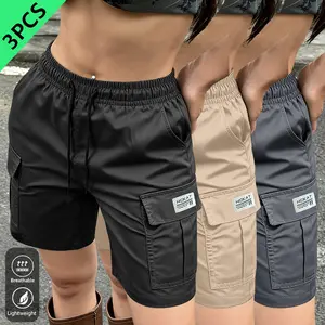 3-pack women’s cargo shorts, lightweight breathable casual shorts with multiple pockets and an elastic drawstring waist, suitable for running, vacations, outdoor hiking, and everyday wear