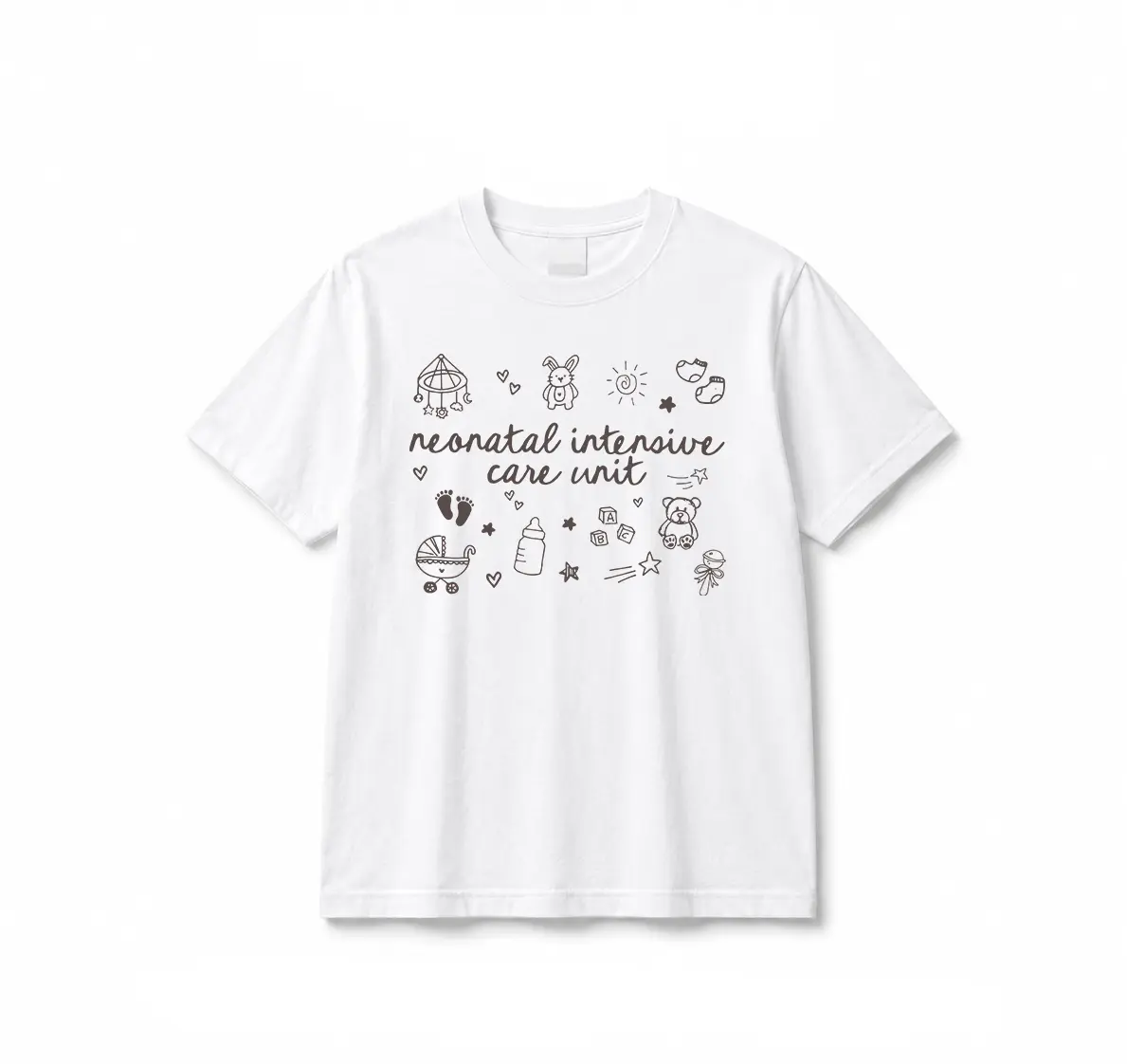 Women's Soft Short-Sleeve Round Neck NICU Nurse T-Shirt, Whimsical Neonatal Intensive Care Unit Top, Neonatal Nurse Gift