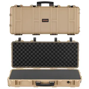 VEVOR Hard Rifle Case, Lockable Rifle Case with 4 Layers Pre-cut Foams, 36 in Gun Storage with Wheels, IP67 Waterproof & Dustproof Pistol Storage Cases for Rifles, Shotguns, Airsoft Guns, KhakiSummervibes