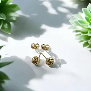 Knotted Glued Earrings for Daily Use in High Quality 14k Laminated Gold 100% Hypoallergenic Fashion Jewelry Style
