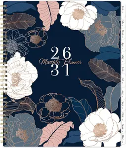 2026-2031 Monthly Planner/Calendar - 5 Year Monthly Planner, July 2026 - June 2031, 9" x 11", 5 Year Calendar 2026-2031 Monthly Planners with Tabs, Notes Pages - Engraved Floral
