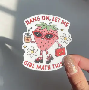 Hang On, Let Me Girl Math This Sticker, Durable Vinyl Heavy Duty Waterproof Sticker, UV Safe Sticker, Funny Shopping Sticker