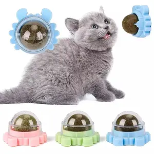 Rotatable Pet Catnip Ball Wall Toys Healthy Natural Cleaning Teeth Cat Lick