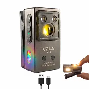 Vela Aluminum Alloy EDC Flashlight, 270lm & 80m Beam Mini LED Torch with Magnetic Clip, 5 Light Sources (White/Red/Blue/UV/RGB), IPX4 Waterproof USB-C Rechargeable Clip-on Light