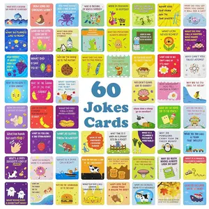 60 Piece Lunch Box Joke Cards, Motivational Flashcards, Two-Sided Brain Teaser Greeting Cards, Party Mini Note Postcards
