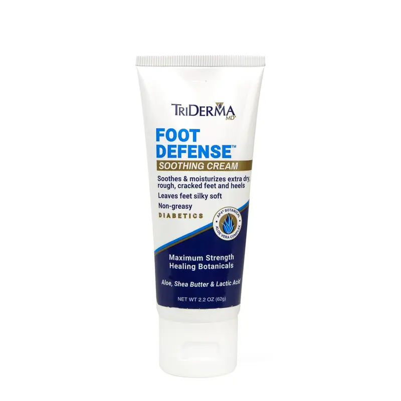 TriDerma Diabetics' Foot Cream for Dry Cracked Feet and Heels with Lactic Acid Urea AP4 Aloe Vera Gel 4.2 oz Tube Daily Moisture Soothing & Silky Soft
