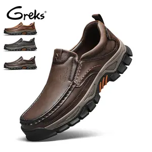 GREKS Men’s Rugged Tread Slip-On Shoes, Trail-Inspired Casual Footwear loafers men
