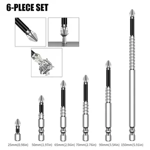 K5 Impact-Resistant and Non-SlipBit,Ph2 lmpact Driver Bit Set,High Magnetic ScrewdriverDrill Bit,Titanium Alloy ImpactNon-Slip Cross Head,A Must-Have for Every Home