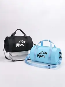 Cat Mom Crossbody Shoulder Bag, Handwritten Style, Cat Paw Print, Adjustable Strap, Casual All Seasons, Pet Supplies Storage