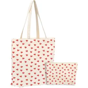 Cute Canvas Tote Bag Makeup Bag for Gym Graduation Library Travel Work Shopping Birthday Christmas