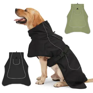 Waterproof Dog Raincoat Dog Jacket with Reflective Strips, Adjustable Straps & Snap Buttons, Windproof Full Coverage Outdoor Clothing for Small, Medium & Large Dogs, Machine Washable, Easy On/Off, Wet/Dry Outdoor Use, Clothes
