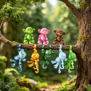 3D Printed Long-Tailed Monkey Ornament, Movable Joints, Wall-Mounted Decor, Cute Home Decoration, Perfect Gift Idea, Festival Decor