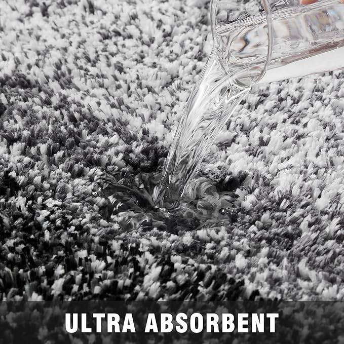 3PCS Soft Gradient Cashmere-like Bathroom Mat Set, Ultra-fine Fiber Super Water Absorbent Shower Rug, Non-slip U-Shaped Toilet Mat, Quick Dry Machine Washable