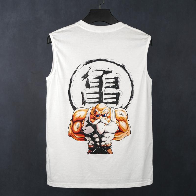 Dragon Ball Dbz Master Roshi Unisex Summer Outfits Men Streetwear 80s 90s Graphic Tees Cotton Anime Tank Tops Men Gifts, Gym Tank Top, Round Neck Tanks, Gym Workout Outfit