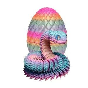 3D Printed Snake Egg with Movable Joints Snake Fidget Toy Figurine Desk Decor Stress Relief Gadgets Gift