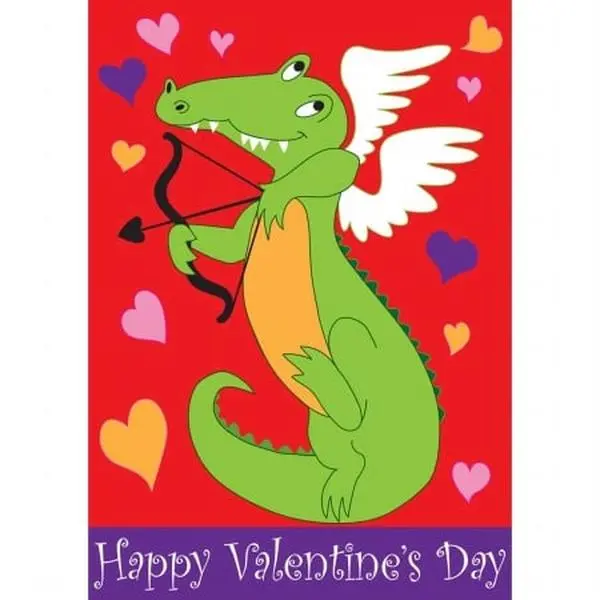 Jozie B 586 Alligator Cupid Large Flag, Festive Party Banners, Home Decor Gift Item