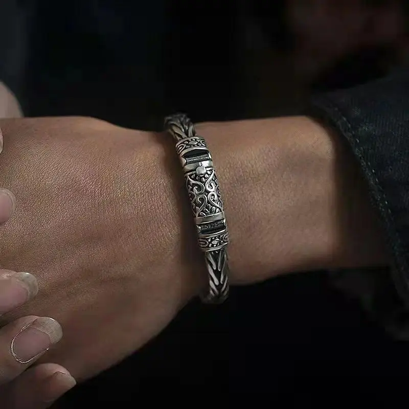 New 5mm Pure Hand-woven Personality Domineering Chain Rope Thailand Domineering Men Bracelets Fashion Jewelry
