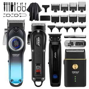 Wireless grooming set, including 5-piece hair clipper and razor, is very suitable for men. This professional suit is equipped with rechargeable electric shaver and nose hair trimmer, which is easy to operate and is an ideal gift for anyone.