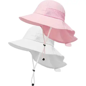 Toddler Baby Sun Hat for 1-7 Years – Kids Summer UPF 50+ Adjustable Bucket Hat, Wide Brim Beach Hat for Boys & Girls