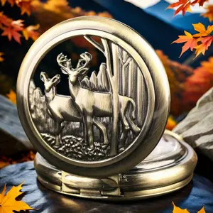 Vintage Deep Forest Seeing Deer Pocket Watch Collection Casual Fashion Accessories Pendant Clock Christmas present