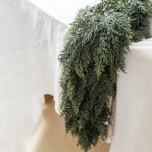 2 Pack 6FT Artificial Cedar Garland, Full & Realistic, No Shedding, Perfect for Fireplace, Stairs, Door & Christmas Decor