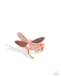 Dragonfly Drama - Copper Brown White Pearl Ring - Paparazzi