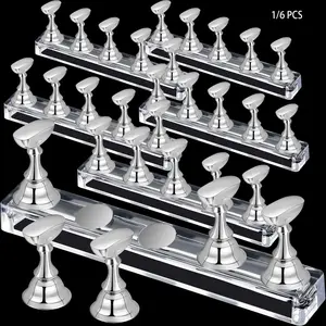 6-Piece Magnetic Nail Practice Stand Set | Acrylic Nail Display Stands with Magnetic Base | Nail Art Training Model | Ideal for DIY Salons & Beginners