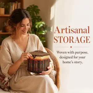 Luxury Handmade Tea Storage Box, Natural Fiber Tea Canister, Traditional Chinese Style, Breathable Tea Packaging, Fashionable Natural Design
