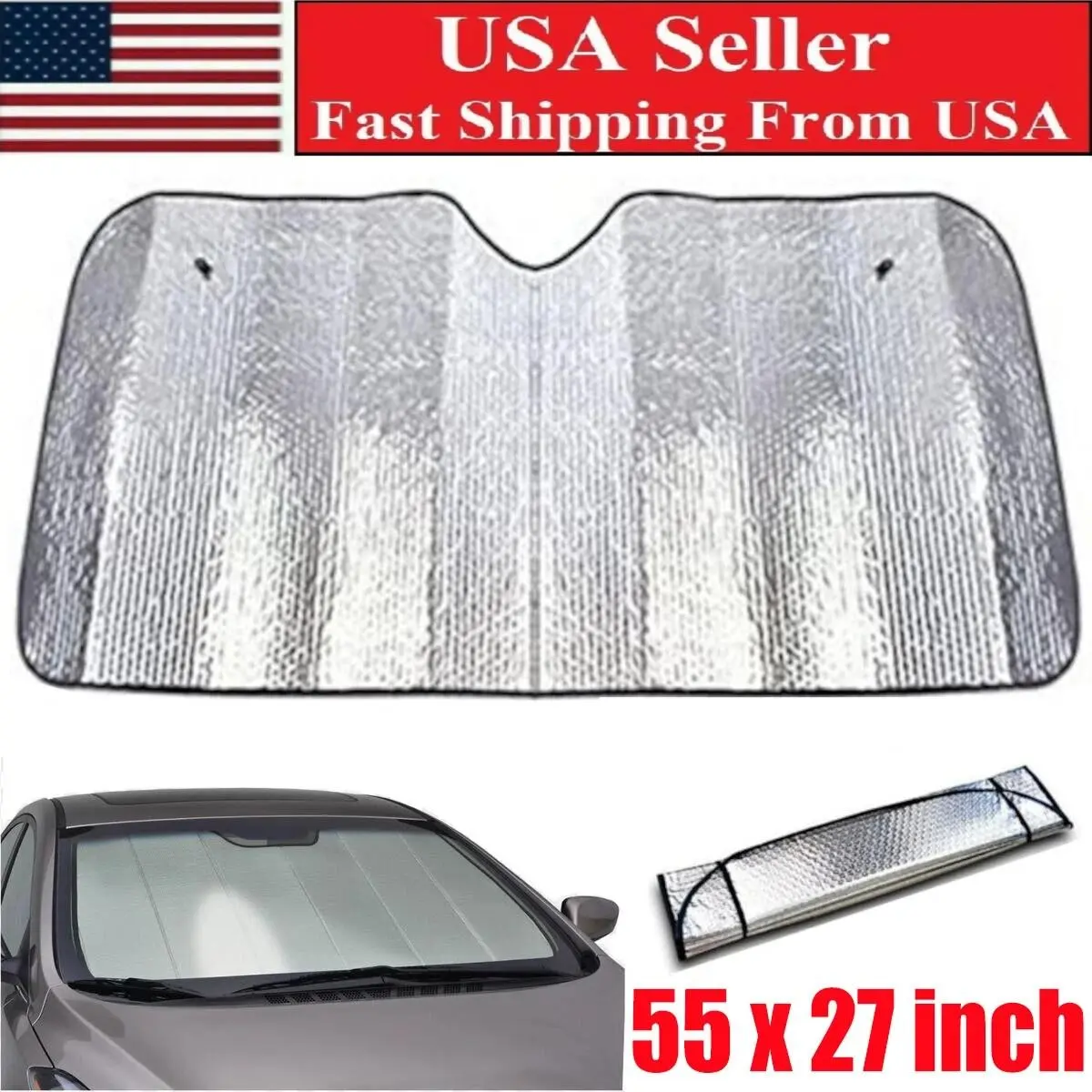 Foldable Automotive Windshield Sunshades - Portable UV Protective Windshield Cover Front Window, Exterior Sun Shield, Car Exterior Accessories with Usage Guide