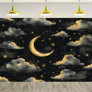 1pc Bohemian Moon Wall Tapestry, Polyester Fabric, Boho Style Party Home Decor, No Electricity Needed, Featherless, Versatile Party Background Decoration Supplies