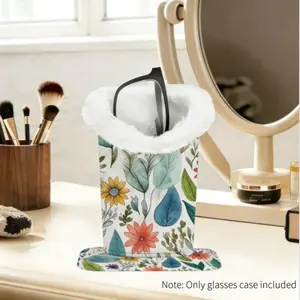 Plush-Lined Eyeglass Holder with Scratch-Resistant Cover and Non-Slip Base, Soft Lining Luxury Fabric Home Decor Gift for Women, Glasses Holder for Desk, Office or Bedroom, Eye Glasses Holders