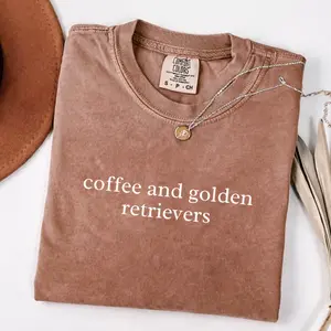 Coffee And Golden Retrievers Shirt | Comfort Colors Espresso Brown Tee | Aesthetic Golden Retriever Mom Gift | Dog Lover & Coffee Addict Shirt